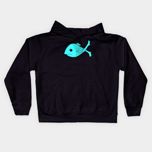 Fish with Human Feet Unique Design Kids Hoodie by Mochi Merch